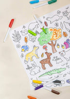 Set of 4 Silicone Washable Coloring Placemats & Markers