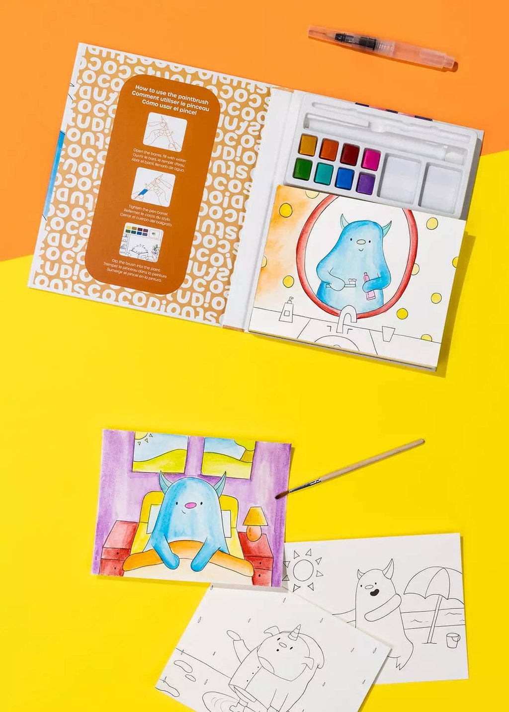 Watercolor Monster Painting Book - 30 pages