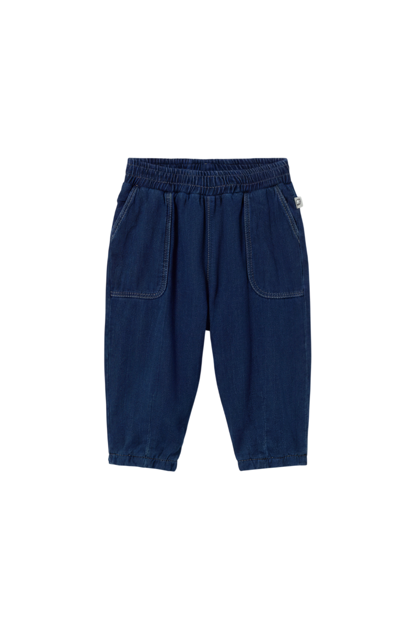 Herringbone Twill Denim Baby Pants - Navy