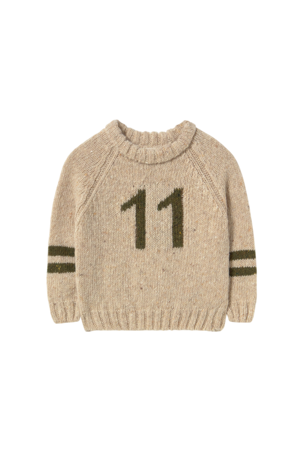 Tweed Tricot Knit Baby Sweater Eleven - Stone