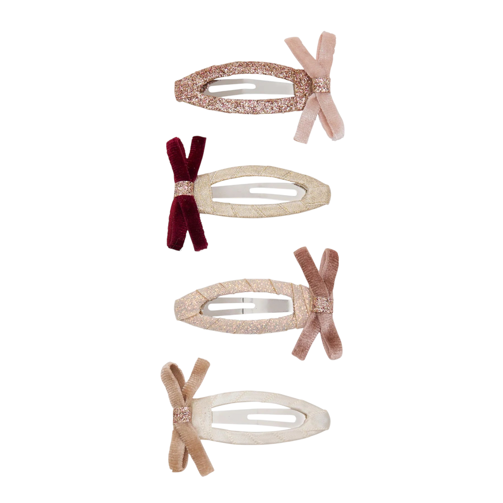 Skinny velvet bow hair clips