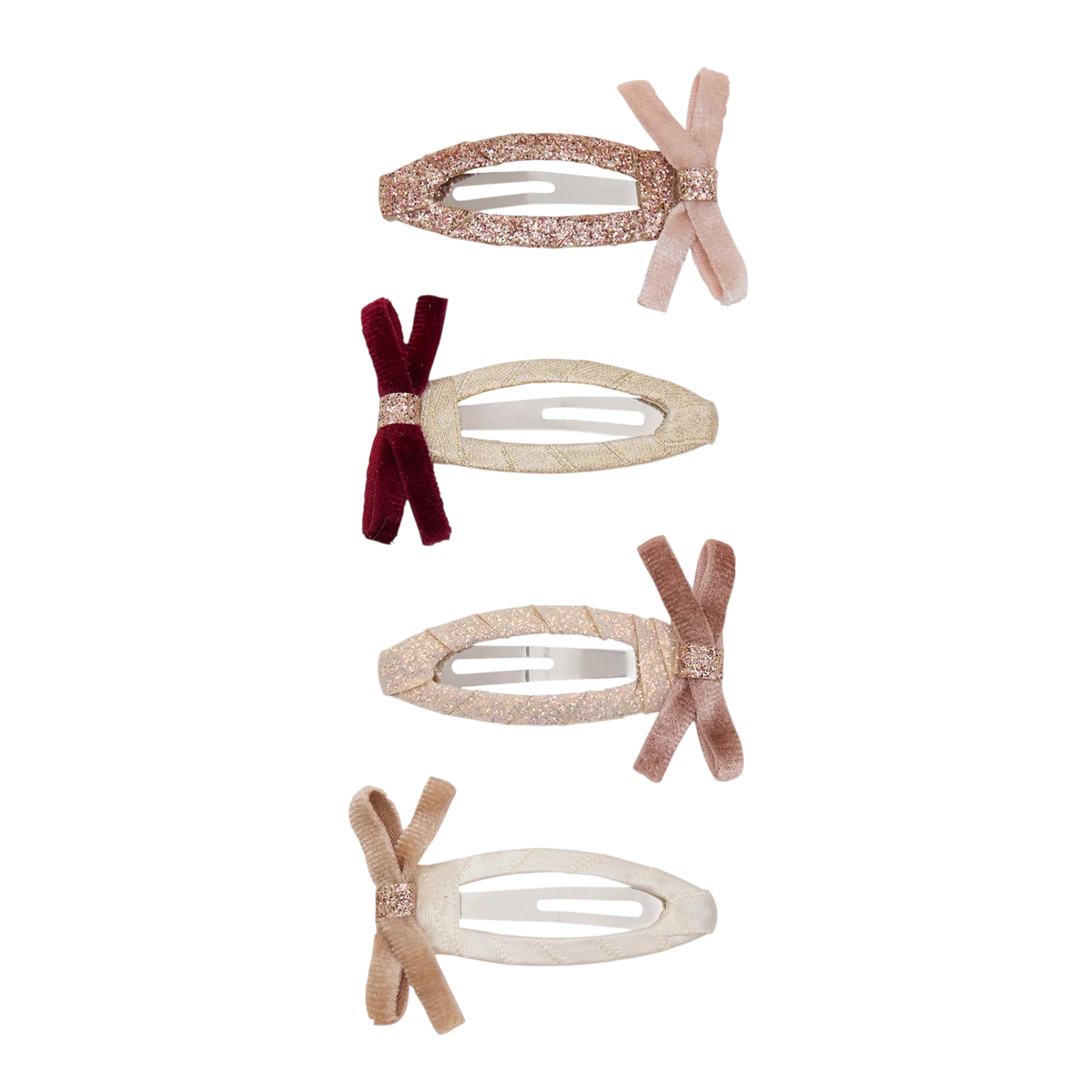 Skinny velvet bow hair clips
